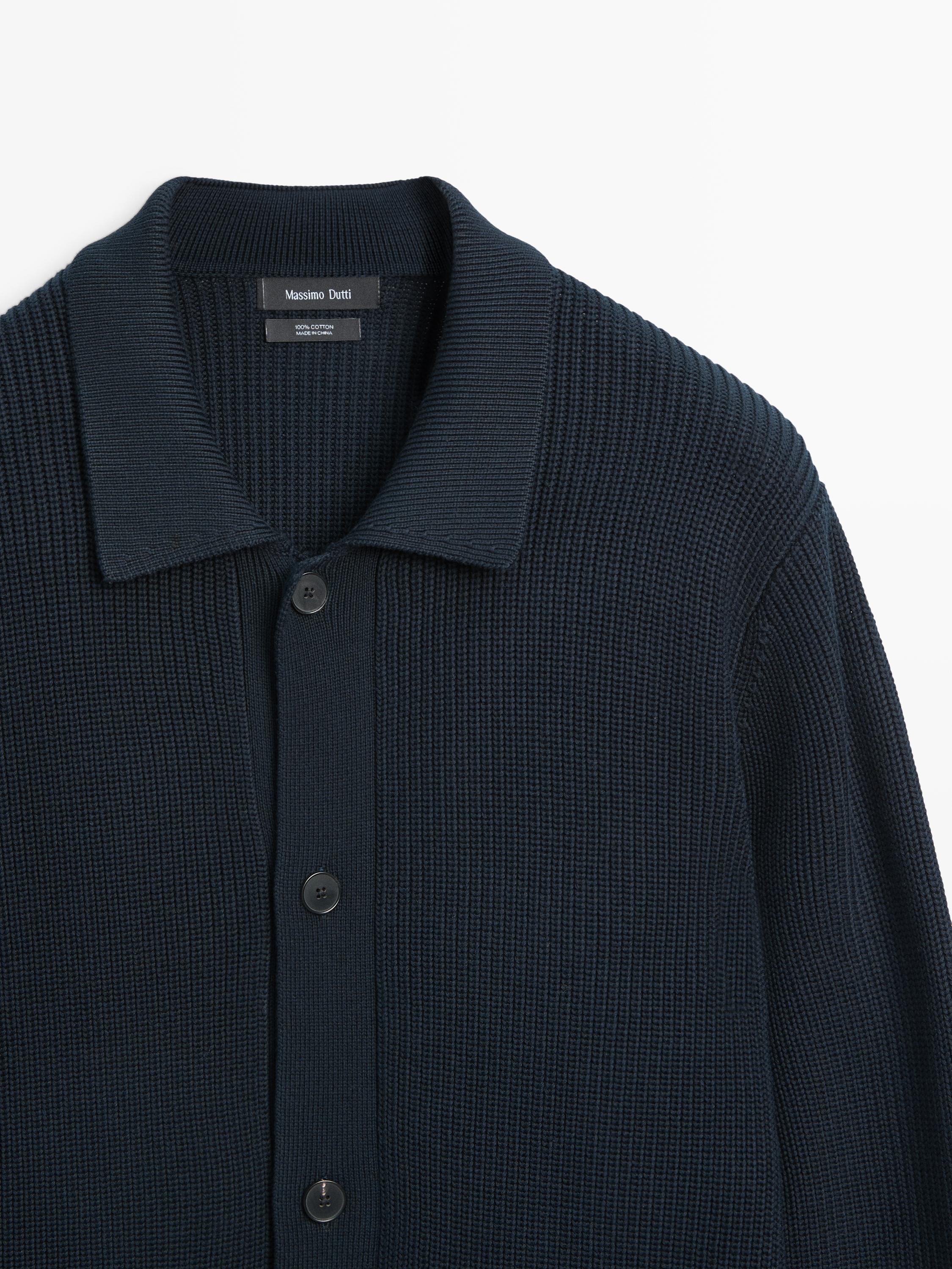 Cotton knit cardigan with pockets